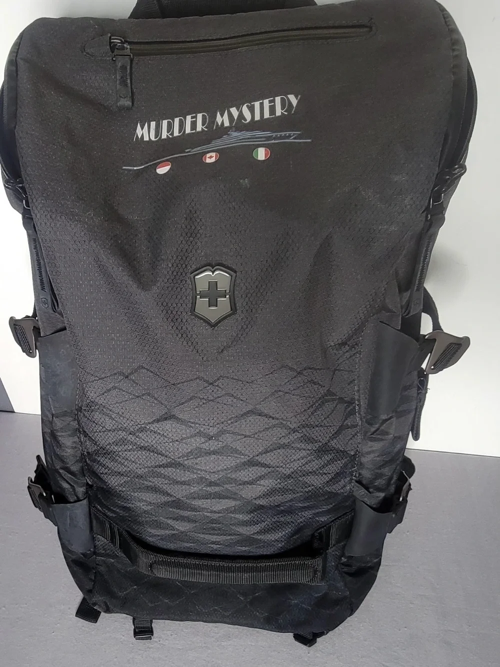 Victorinox Black Quilted Front Backpack with Compression Straps